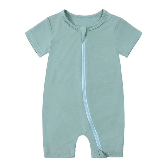 Jumpsuit for Baby Child'S Summer Jumpsuit Boys and Girls Baby Botton Short Sleeve Round Neck Cute Solid Shorts Rompers New Casual Winter Jumpsuits Light Blue 80