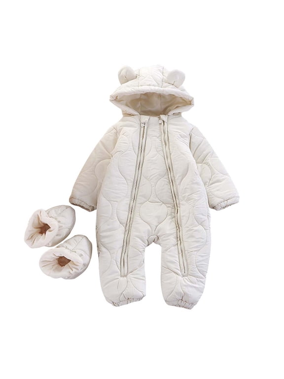 Jumpsuit for Baby Cozy Snow Day Indoor Play Apparel Warm Doctor Appointment Winter Morning Outfit Fuzzy Family Photo Memory Easy Care Machine Washable Essential
