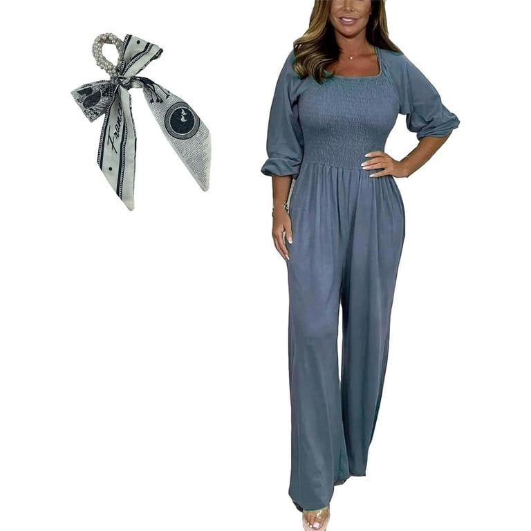 Jumpsuit Casual Solid Color Jumpsuit Casual Solid Color Jumpsuit Women s Square Long Pants