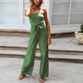 thumbnail image 1 of Jumpsuit Elegant And Casual Women'S Strapless Sleeveless Wide Leg Jumpsuit With Tie Belt,Green Women'S Polyester Jumpsuit S, 1 of 6