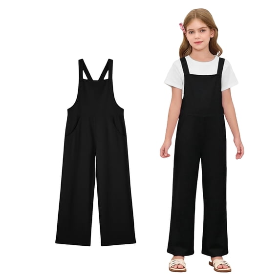 Jumpsuit Girl Wide Leg Jumpsuit Baggy Overalls Kids Casual Sleeveless Romper Girls Clothes Size 7-8 Years