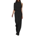 thumbnail image 1 of Jumpsuit Solid Color Jumpsuit Straight Pants Simple And Exquisite Design,Black Women'S Polyester Jumpsuit L, 1 of 3