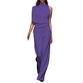 thumbnail image 1 of Jumpsuit Solid Color Jumpsuit Straight Pants Simple And Exquisite Design,Purple Women'S Polyester Jumpsuit L, 1 of 3