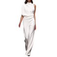 thumbnail image 1 of Jumpsuit Solid Color Jumpsuit Straight Pants Simple And Exquisite Design,White Women'S Polyester Jumpsuit M, 1 of 3