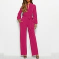thumbnail image 1 of Jumpsuit Women Casual Jumpsuits Loose Fit Belted Dressy Long Sleeve Crewneck Autumn Jumpsuit Long Wide Legs Formal Rompers,Pink Women'S Polyester Jumpsuit XL, 1 of 7