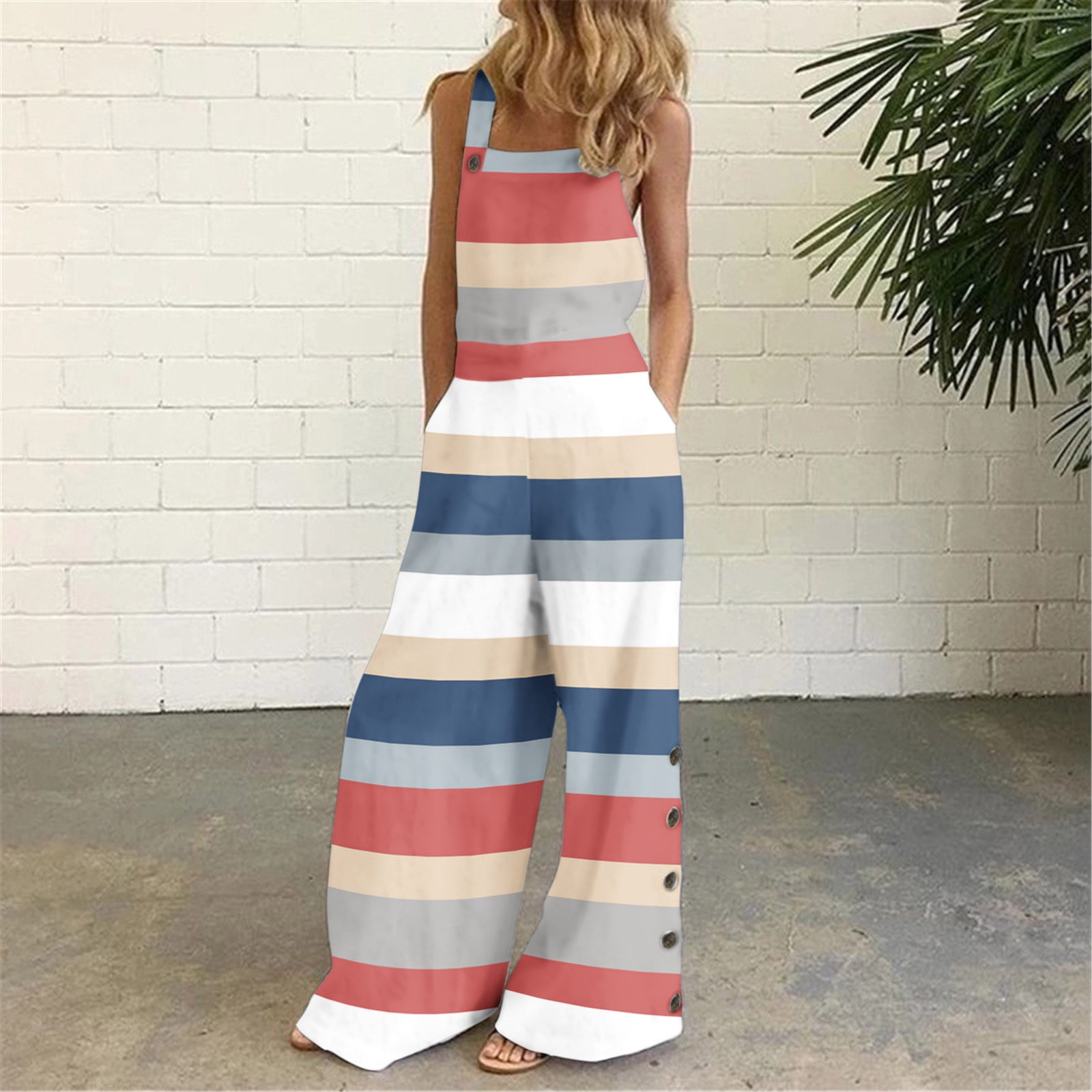 Women's Strapless Cargo Jumpsuit - Tube Top Wide Leg Romper For Party Or Casual