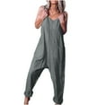 thumbnail image 1 of FAVIPT Plus Size Rompers for Women 2025 Fall Fashion Cotton Outfits Sleeveless Maternity Baggy Bib Pant Jumpsuits with Pockets Dark Gray,XXXL, 1 of 7