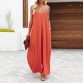 thumbnail image 1 of Jumpsuit Women'S High Waisted Wide Leg Loose Jumpsuit Casual Suspenders With Long Pants Zipper Jumpsuit,Orange Women'S Polyester Jumpsuit M, 1 of 9