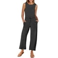 thumbnail image 1 of Jumpsuit Women's Casual Versatile Sleeveless Solid Color Commuting Nine Piece Jumpsuit Jumpsuits for Women Kagetolytai Black 3X, 1 of 5