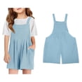 thumbnail image 1 of Jumpsuit for Girls Casual Sleeveless Overalls Short Pants with Pockets Kids Summer 6-7 Years, 1 of 9