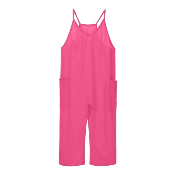 Jumpsuit for Girls Loose Sleeveless Jumpsuit Toddler Girl Summer Outfits with Pockets Kids Pants for Girls 8-9 Years