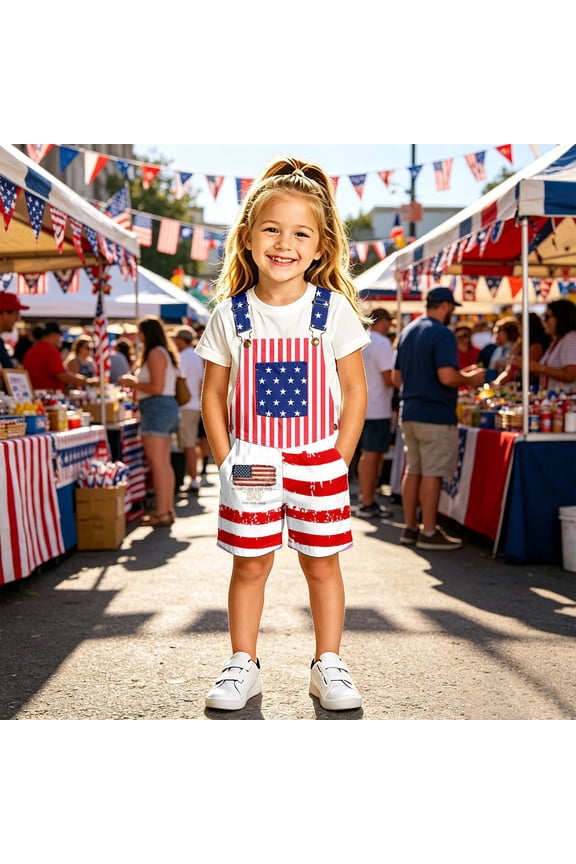 Jumpsuit for Girls Size 10-11Y Kids Sleeveless Square Neck Patriotic Star Print Strappy Romper Cute Party Wear Baby Girl Romper