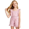 thumbnail image 1 of Jumpsuit for Girls Size 13-14Y Kids Sleeveless Square Neck Gingham Ruffle Jumpsuit with Pockets Summer Outfit Rompers for Girls, 1 of 4