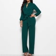 thumbnail image 1 of Jumpsuit for Women Overall Women's Fall/Winter Solid Color Seven-Point Sleeved Crew Neck Jumpsuit With Belt Lace-Up Slimming Jumpsuit, 1 of 8