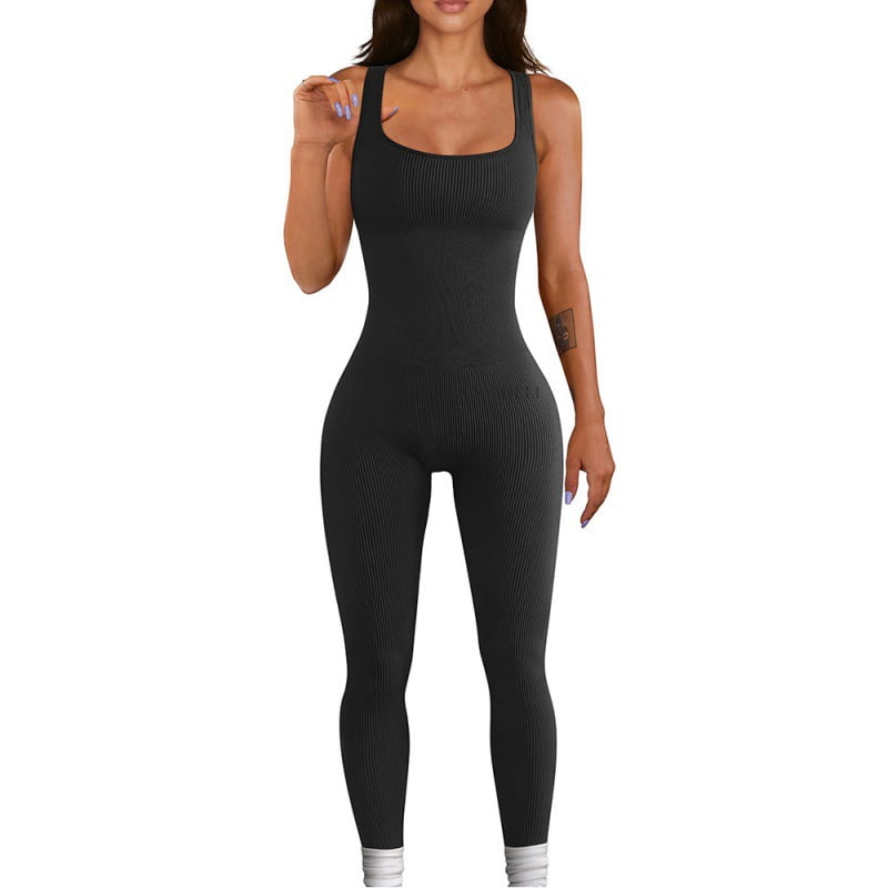 Jumpsuit for Women Workout Seamless Jumpsuits Yoga Ribbed One Piece ...