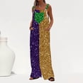 thumbnail image 1 of Jumpsuits For Women Trendy Mardi Gras Printed Jumpsuit Casual Button Pocket Sleeveless Wide Leg Trousers Multicolor XL, 1 of 6