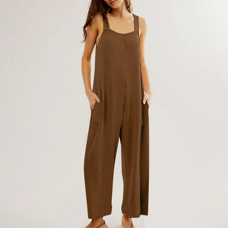 Fashion solid color loose jumpsuits cheap