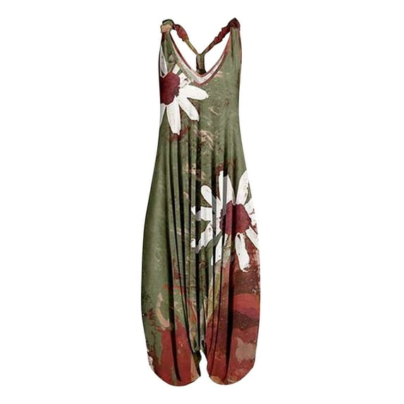 Jumpsuits Rompers Prime On Sale, Jebong Womens Plus Size Clearance Sleeveless Overalls with Pockets ,Wide Leg Loose Jumpsuit Playsuit, Flowy Playsuit Rompers,One Piece Jumpsuit Rompers