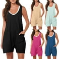 thumbnail image 1 of Jumpsuits for Women Casual Summer Rompers Women's Pocket Suspender Shorts Jumpsuit Strap Pants Spaghetti Strap Tank Top Short Jumpsuit Rompers Bodysuit One Piece Catsuit, 1 of 9
