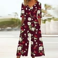 thumbnail image 1 of Jumpsuits for Women Dressy Csaual Floral Print Boho Summer Jumpers Short Sleeve V Neck Wide Leg Rompers Flowy Plus Size Fashion Loose Cotton Jumpers Vacation Flash of The Day Flash, 1 of 5