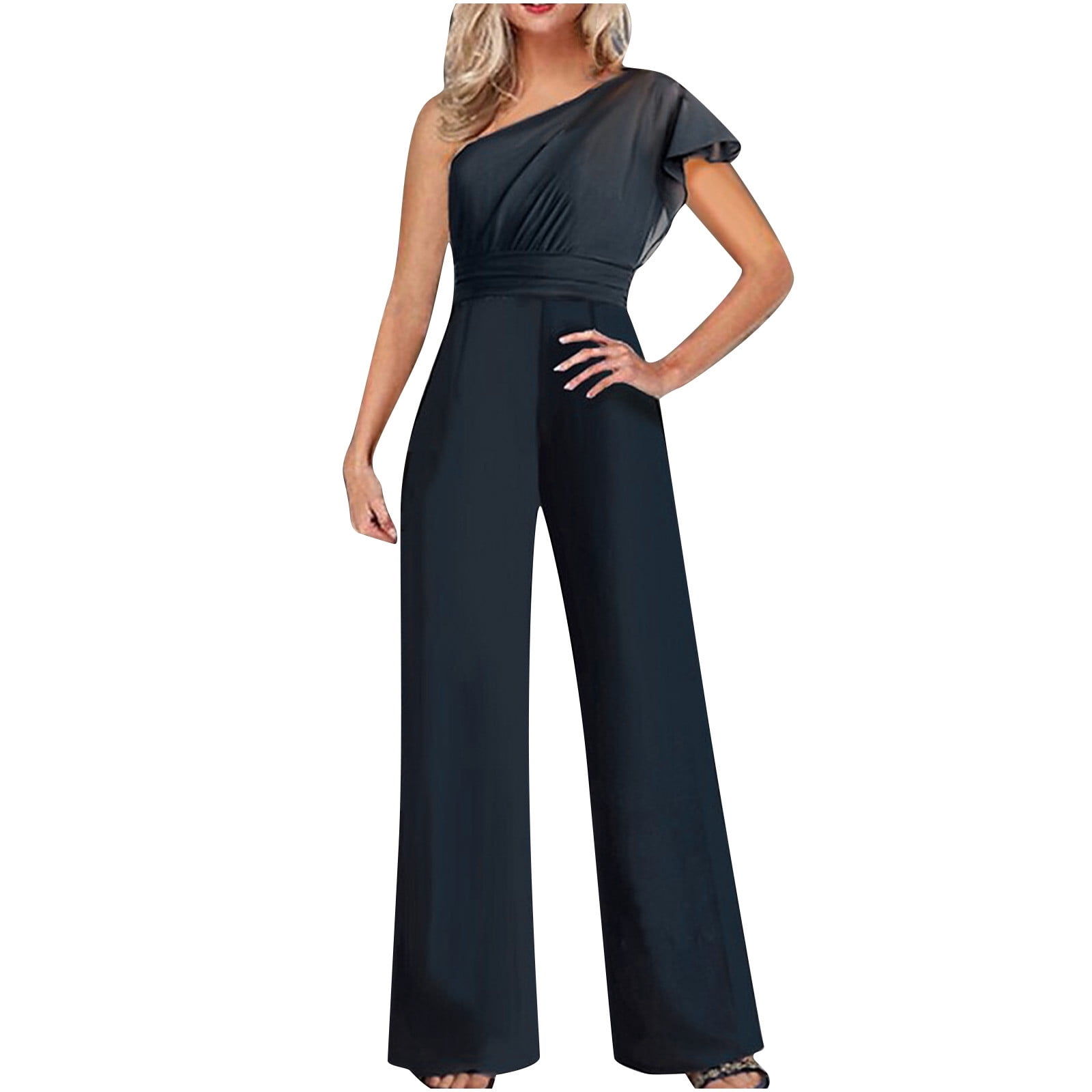 Jumpsuits Women Elegant Vintage All in One Wide Leg Jumpsuit