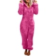 thumbnail image 1 of Jumpsuits for Women Long Sleeve New Women Zip-up Hoodie Plush Long Sleeve Pajama One Piece Bodysuits Outfits Sleepwear Hooded Jumpsuit Women's Novelty One-Piece Pajamas Pinks XXL New, 1 of 6