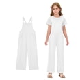 thumbnail image 1 of Jumpsuits for Girls Straight Leg Jumpsuit Baggy Overalls Kids Casual Sleeveless Romper Girls Clothes Size 7-8 Years, 1 of 4