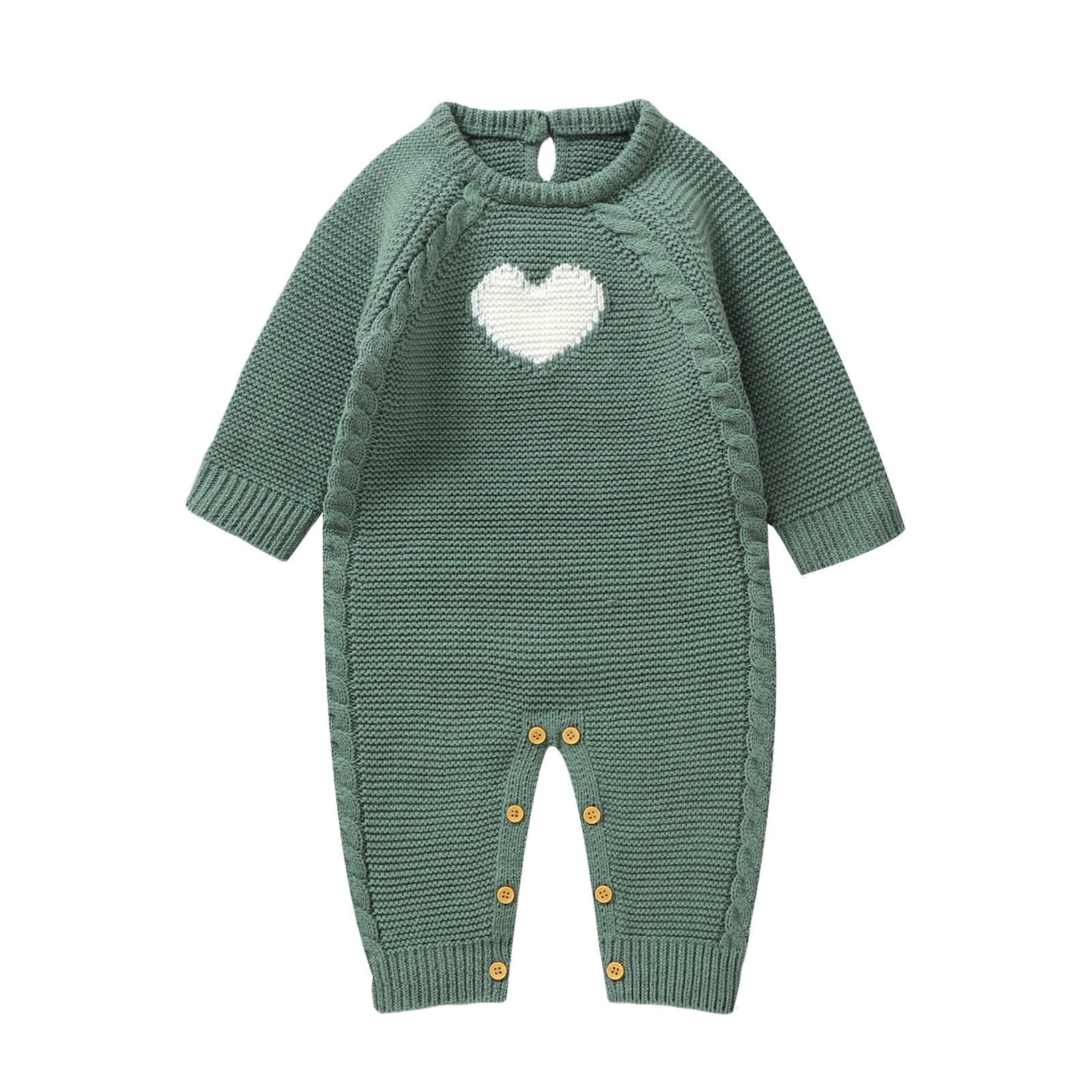 Jumpsuits for Kids Baby Girl Boy Heart Pattern Knit Sweater Romper Long