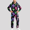 thumbnail image 1 of Jumpsuits for Men Funny Print Zip Up Hooded Long Sleeve Long Pants Comfortable Loungewear Adult Onesie Purple L, 1 of 7