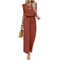 thumbnail image 1 of Jumpsuits for Women 2025 Summer Ruffle Sleeves Square Neck Rompers Drawstring Overalls with Pockets Orange Color M, 1 of 7