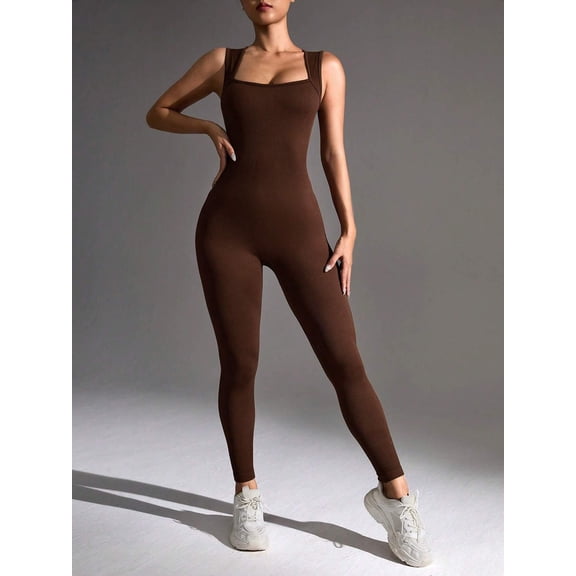 Jumpsuits for Women Built-In Bra Ribbed Workout Seamless Leggings Butt Lifting, Bodycon Rompers Bodysuits