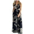thumbnail image 1 of Jumpsuits for Women Casual Floral Print Sleeveless Halter Jumpsuit High Waist Wide Leg Pants Summer Beach Outfit, 1 of 4