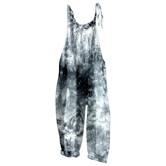 Jumpsuits for Women Casual Hip Hop Jogger Folar Hghi Waist Overalls Straight Leg Outwear,Grey,M
