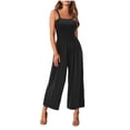 thumbnail image 1 of Jumpsuits for Women Casual Jumpers Summer Rompers Sleeveless Loose High Waist Wide Leg Overalls with Pockets 2024, 1 of 7