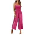 thumbnail image 1 of Jumpsuits for Women Casual Jumpers Summer Rompers Sleeveless Loose High Waist Wide Leg Overalls with Pockets 2024, 1 of 7