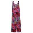 thumbnail image 1 of Jumpsuits for Women Casual Sleeveless Summer Loose Rompers Spaghetti Strap Floral Overalls Red 3XL, 1 of 5