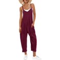 thumbnail image 1 of Jumpsuits for Women Casual Summer Overalls Sleeveless Spaghetti Strap Romper Jumpers Trendy Beach Vacation Outfits, 1 of 4