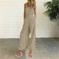 thumbnail image 1 of Jumpsuits for Women Casual with Sleeves shorts romper for women Casual Solid Color Pocket Side Buckle Wide Leg Jumpsuit, 1 of 6