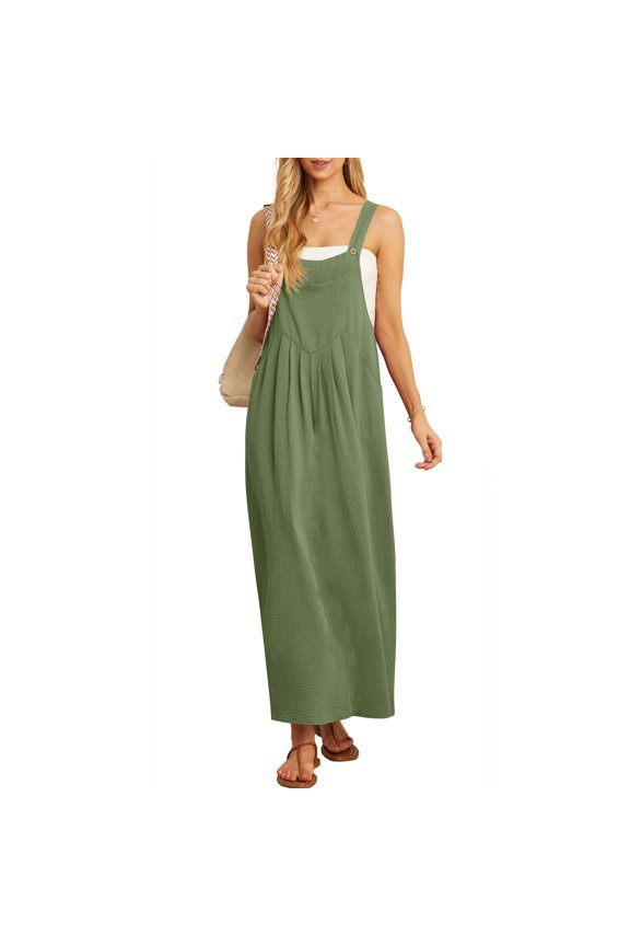 Jumpsuits for Women Dress Boho Wide Leg Overalls Casual Loose Rompers with Pockets 2026 Summer Light Green 2XL