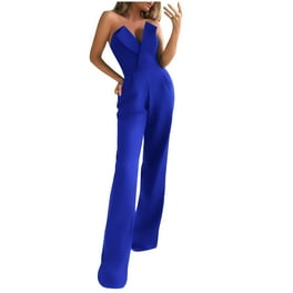 Blue Elegant Silk Party Jumpsuit Blue Elegant Silk Party Jumpsuit