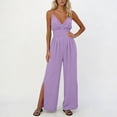 thumbnail image 1 of Jumpsuits for Women Oversized Camisole Spaghetti Strap Wide Leg Overalls Womens Summer Casual Solid Loose Fits Lightweight Comfy Ankle Slits Rompers, 1 of 6