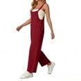 thumbnail image 1 of Jumpsuits for Women Oversized Spaghetti Strap Bohos Wide Leg Overalls Womens Summer Casual Solid Loose Fits Lightweight Comfy Rompers with Pockets, 1 of 7