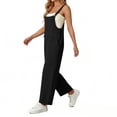 thumbnail image 1 of Jumpsuits for Women Oversized Spaghetti Strap Bohos Wide Leg Overalls Womens Summer Casual Solid Loose Fits Lightweight Comfy Rompers with Pockets, 1 of 7