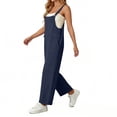 thumbnail image 1 of Jumpsuits for Women Oversized Spaghetti Strap Bohos Wide Leg Overalls Womens Summer Casual Solid Loose Fits Lightweight Comfy Rompers with Pockets, 1 of 7