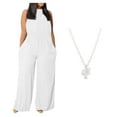 thumbnail image 1 of Jumpsuits for Women Plus Size Sleeveless Rompers Solid Color Wide Leg Jumpsuit（with necklacce）, 1 of 6