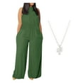 thumbnail image 1 of Jumpsuits for Women Plus Size Sleeveless Rompers Solid Color Wide Leg Jumpsuit（with necklacce）, 1 of 6
