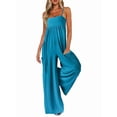 thumbnail image 1 of Jumpsuits for Women Spaghetti Strap Wide Leg Overalls Summer Rompers with Pockets Blue M, 1 of 8