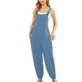 thumbnail image 1 of Jumpsuits for Women Spring Summer Sleeveless Square Neck Wide Leg Pants Rompers Overalls with Pockets Sky Blue S, 1 of 5