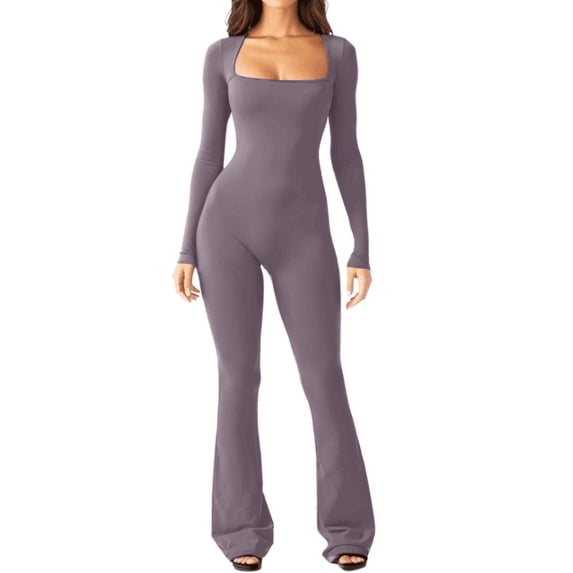 Jumpsuits for Women Square Neck Wide Leg Full Length Romper Playsuit