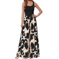 thumbnail image 1 of Jumpsuits for Women Summer One-Piece Sleeveless Boho Floral Wide Leg Romper Vacation Outfits Black Rice Print M, 1 of 9